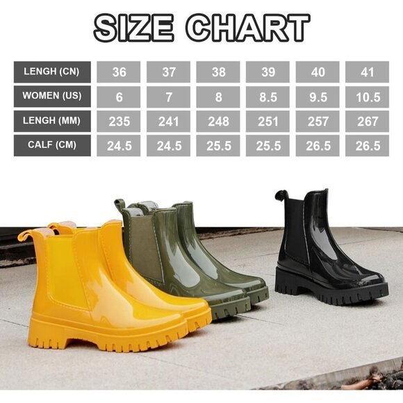 🆕  Black Rubber Rain Boots Women’s Waterproof Garden Work Booties PVC Non-Slip - Picture 6 of 7